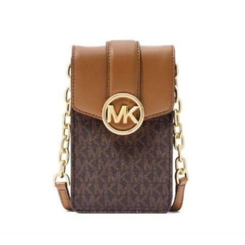 Michael Kors Carmen Phone Bag Sign Brown