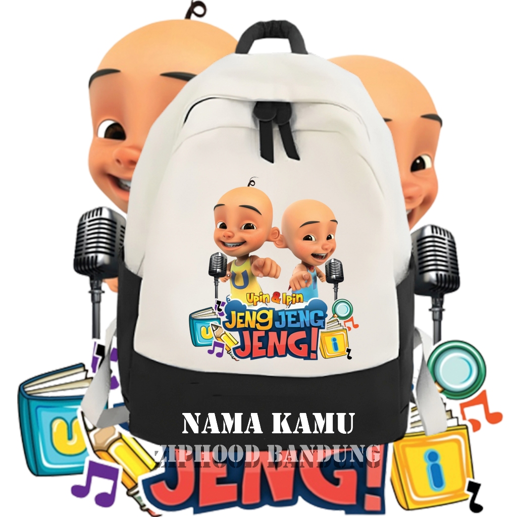 (GRATIS NAMA) Tas Ransel Sekolah Anak Motif Karakter Animasi Upin&Ipin Terbaru - Tas Backpack Anak U
