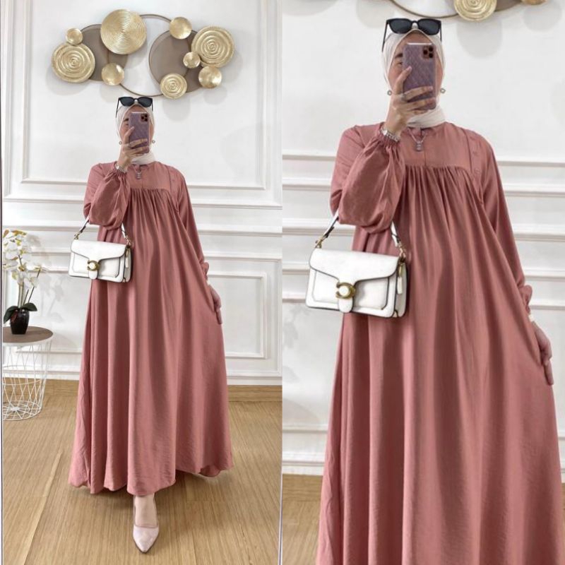 Mazaya Dress Polo Linen | Gamis Polo Linen | Gamis Polos | Gamis Jumbo | Dress Polos | Dress Jumbo |