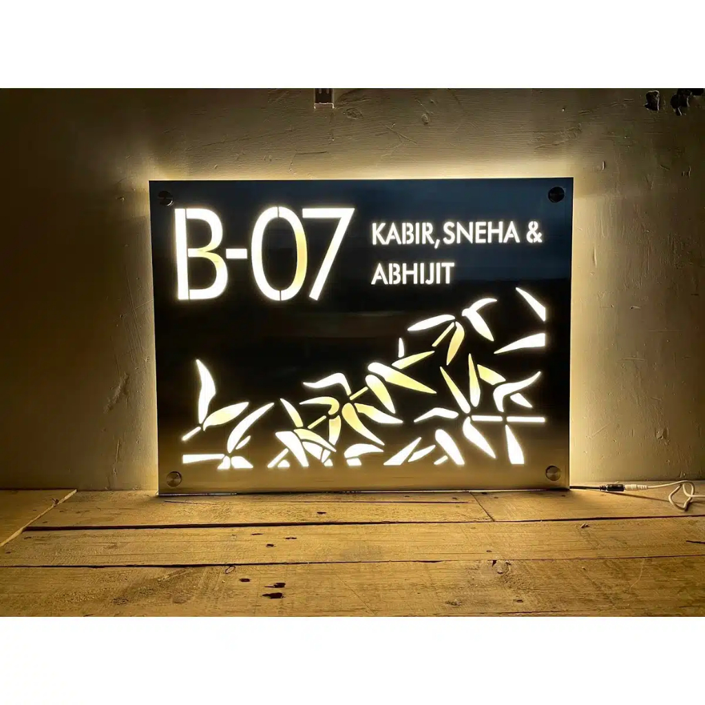 Nomor Rumah LED Stainless Steel Custom | Plat Nomor Rumah Stainless Nyala | House Number LED Premium
