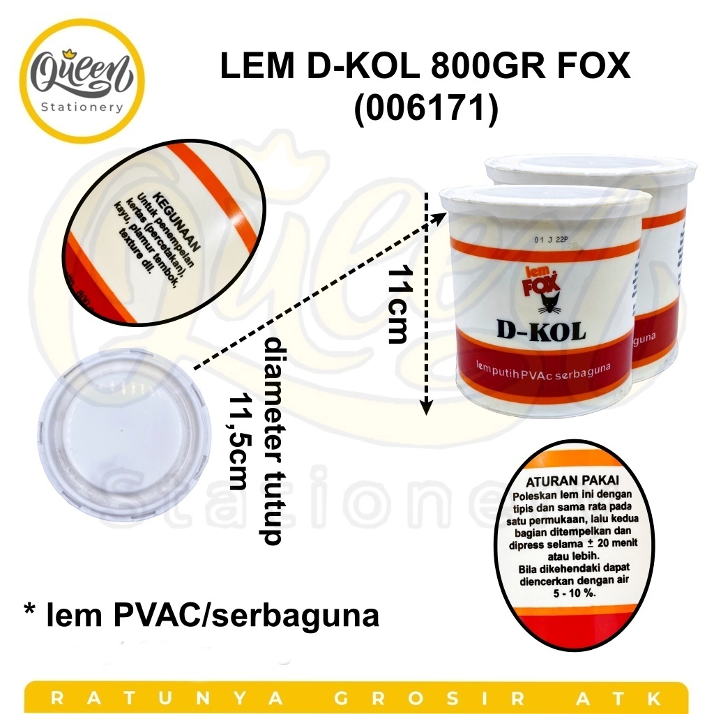 

1 PCS LEM D-KOL 800GR FOX / LEM PUTIH / LEM SERBA GUNA (006171)