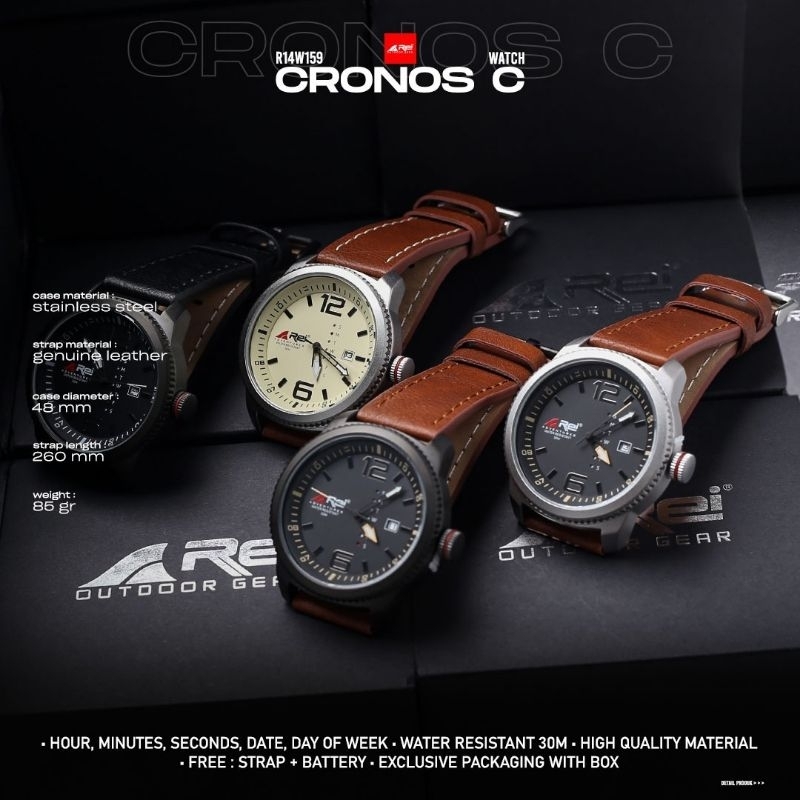 JAM TANGAN KULIT PRIA CRONOS C AREI OUTDOORGEAR | JAM TANGAN ANALOG PRIA REI CRONOS C