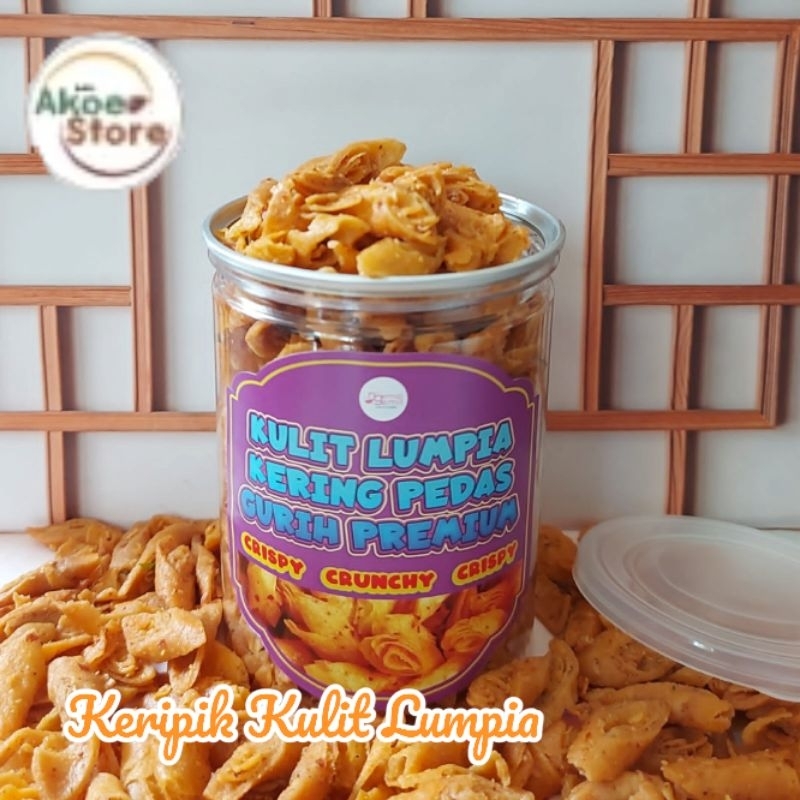 

Keripik Kulit Lumpia Kering Pedas Gurih Lumring Pangsit Gulung Kulpi Kualitas Premium