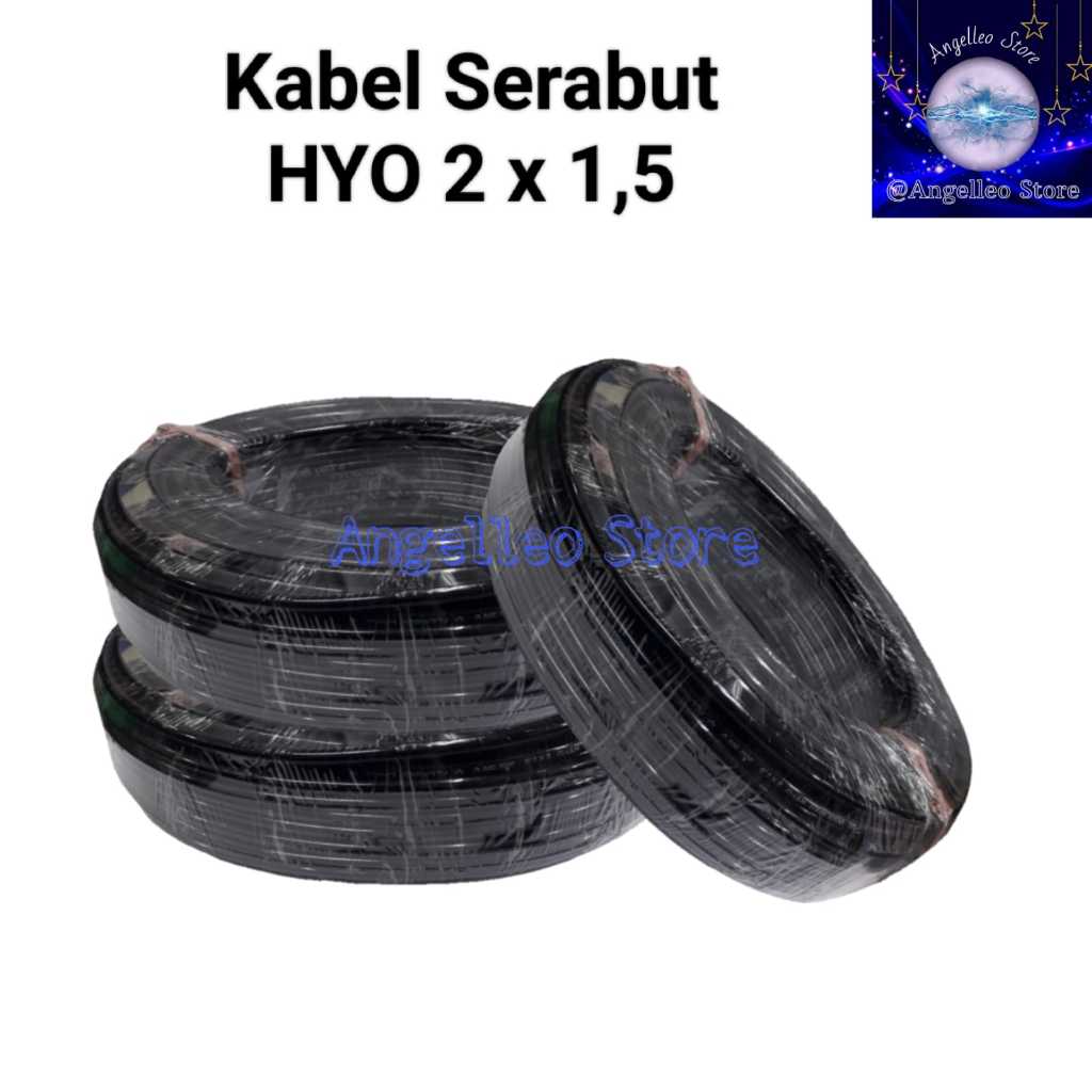 Kabel Listrik 2 X 1.5~Kabel Serabut 2 x 1,5~Kabel HYO 2 x 1,5 Hitam-Meteran