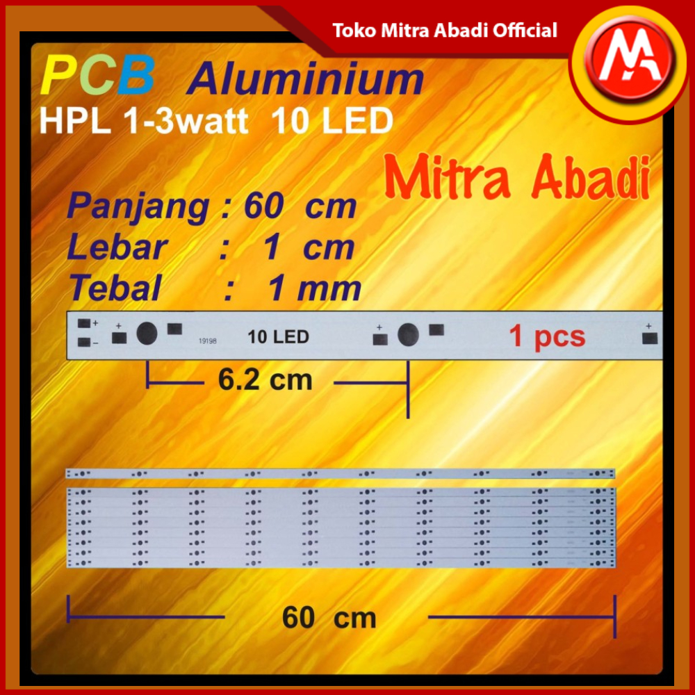Long Aluminium PCB HPL 10 Watt/Papan PCB Aluminium HPL 10 Watt 60 cm