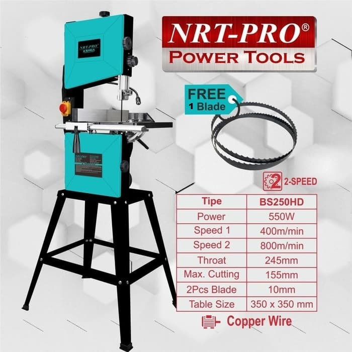 NRT PRO BS250HD Mesin Band Saw 10 Inch Gergaji Kayu Bandsaw Ukir Besar