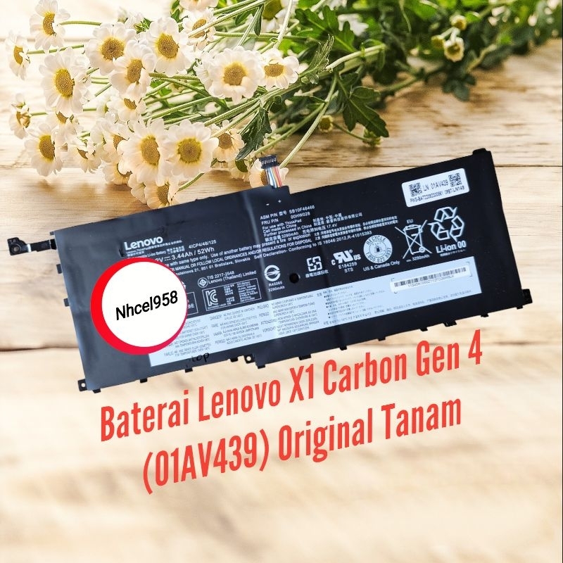 ✅ Baterai Lenovo X1 Carbon Gen 4 (01AV439) Original Tanam