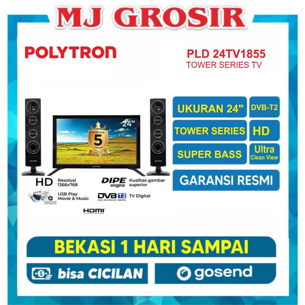 PROMO LED TV POLYTRON 24TV0855 24TV1855 24 INCH USB MOVIE HD HDMI DIGITAL NEW