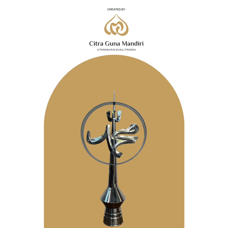 Ornamen Kubah Masjid Lafadz محمد Stainless Steel Ukuran Kecil