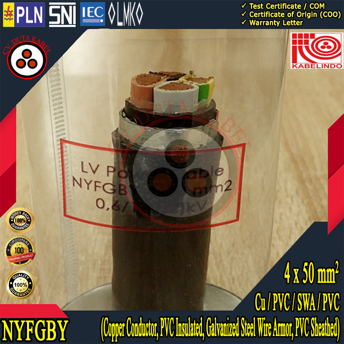 Kabel NYFGBY 4x50 mm2 KABELINDO /NYRGBY 4 x 50 mm2/4x50mm2/4x50