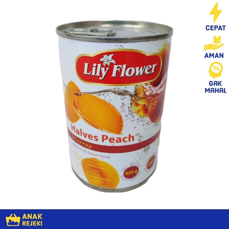 

Lily Flower Peach Halves Kaleng 420 gr - Buah Persik Peach