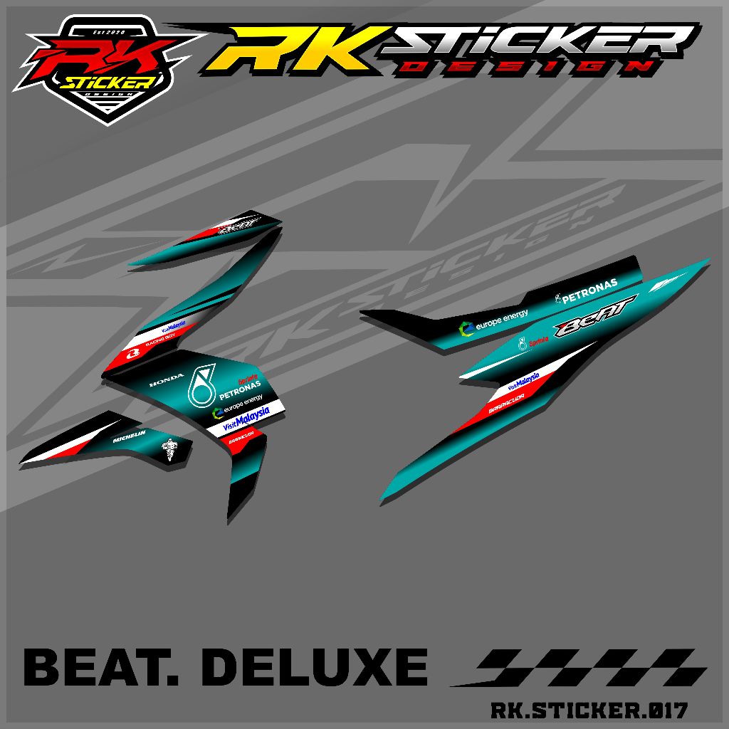 Stiker Motor BEAT DELUXE/STREET Sticker Striping Variasi BEAT DELUXE Desain Petronas Rk.17