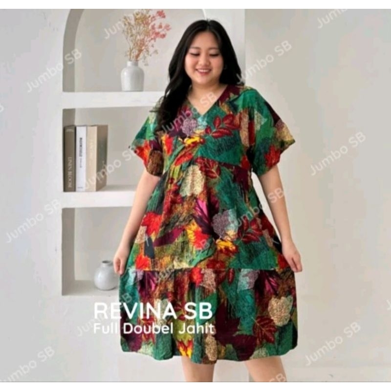 DRESS JUMBO_BAJU JUMBO REVINA BIG SIZE XXXL LD130cm Baju superjumbo