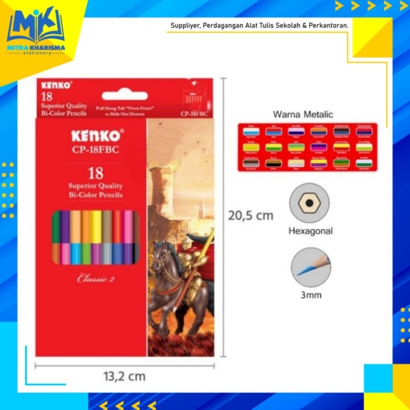 

Pensil Warna KENKO CP-18 FBC 18 Warna Bi-Colour (36 warna dengan 2 sisi)