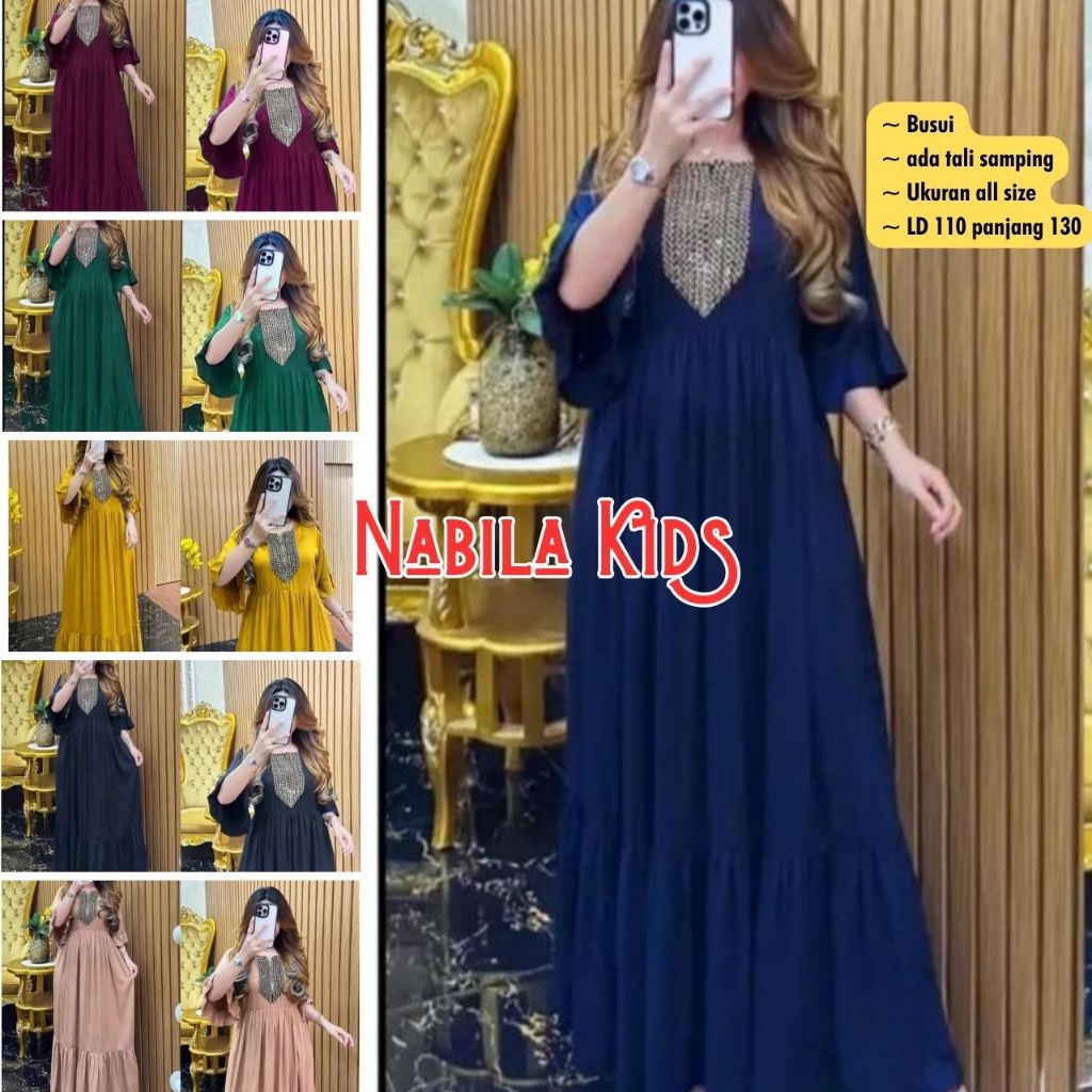 Gamis Renda Wanita Arab Sultan Rayon Premium Ld 110 cm
