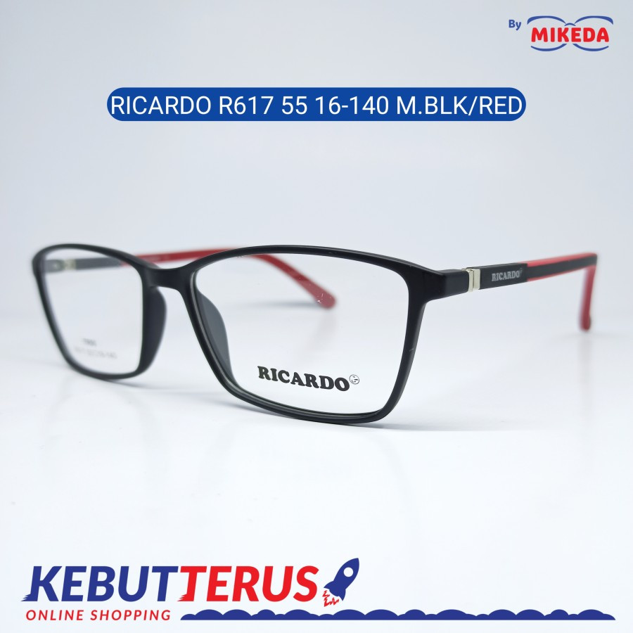 Mikeda-FRAME KACAMATA RICARDO R617-55M.BLK/RED + LENSA(MINUS/CYLINDER)