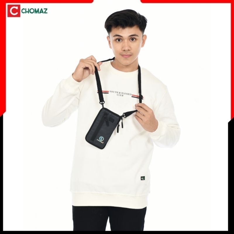 Dompet gantung Leher - Dompet Hanging Wallet - Tas Hp - Sling Bag Mini 0.5 Abu Chomaz