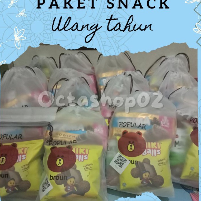 

MODEL HOK282 BUY 23 FREE 1, Paket Snack ulang tahun kemasan pouch besar/Snack ulang tahun anak