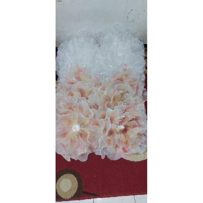 kelopak bunga dekorasi, bunga organza, kap lampu