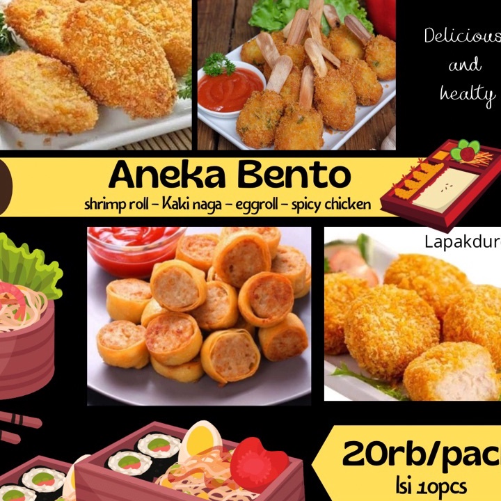 

Kode YTO363 ANEKA BENTO ( shrimproll / eggroll / kaki naga / toriball / chicken katsu)