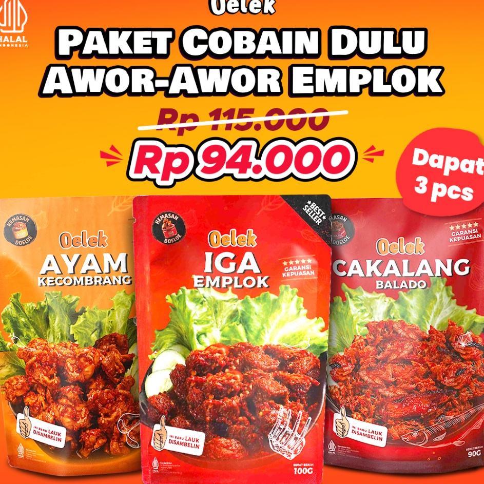 

modelTipe BQG580 Paket Cobain Dulu Awor-Awor Emplok / Iga Mercon / Iga Sambal / Oseng Iga / Cakalang Balado / Ayam Kecombrang