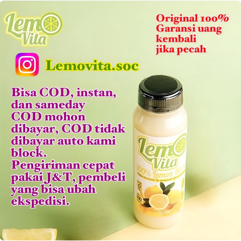 

COD BPOM LEMOVITA Pure Lemon Juice Sari Lemon Asli Murni 100% 250ml free bublewrap ↔Laris