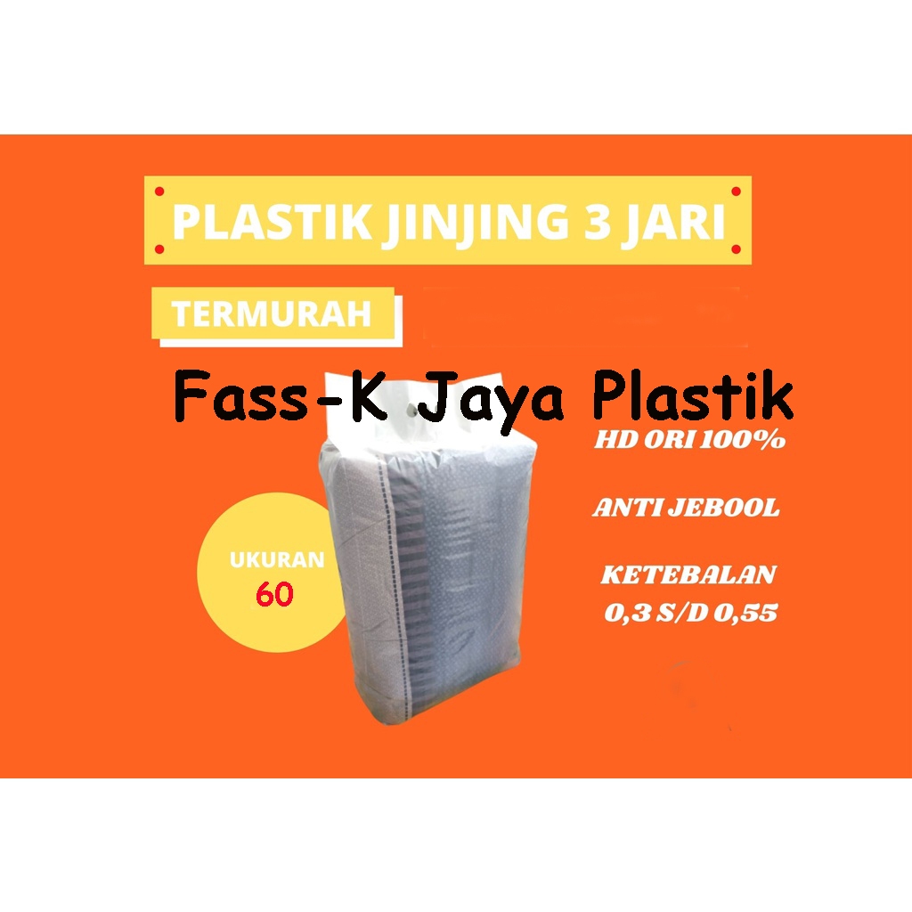 Plastik jinjing laundry 60x100 / HD jinjing tiga jari / plastik laundry kiloan uk 60 x 100