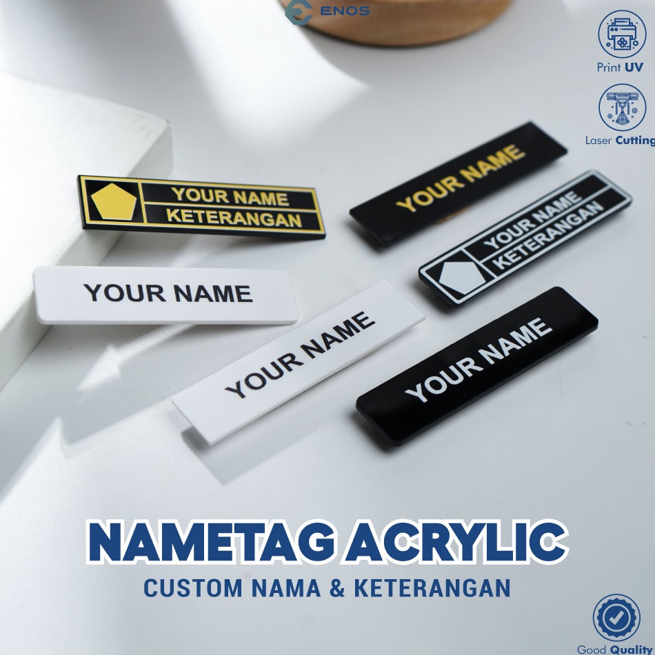 

Ready!! NAME TAG AKRILIK CUSTOM / PAPAN NAMA DADA / MAGNET / NAMETAG PRINT UV 7134