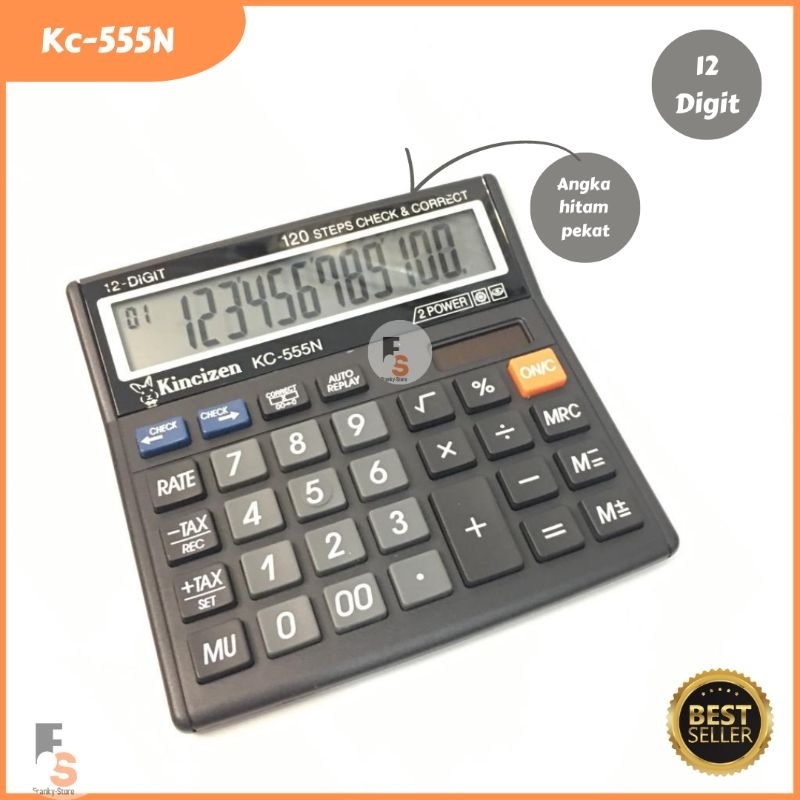 

Kalkulator Calculator Bagus12 Digit Hitam Chek Cek Ulang Awet Kc 555N