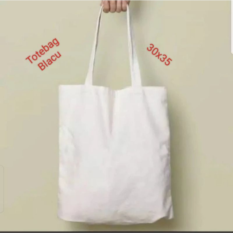 Ready Stock Tas Totebag blacu Polos ukuran 30 x 35