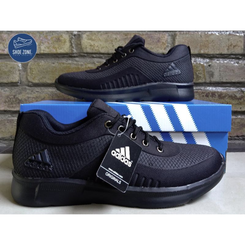 Sepatu Kerja Sekolah Full Hitam Polos Anak SD SMP SMA Adidas RunFalcon Running Full Black