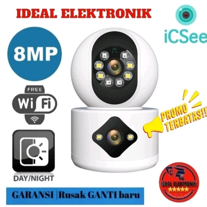 CCTV Indoor Dual Lens 8MP PTZ Icsee CCTV wifi dual lensa