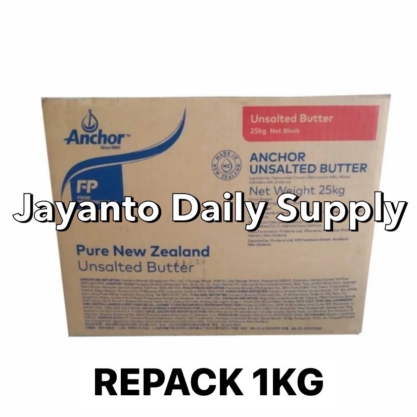 

[0B071] ANCHOR UNSALTED BUTTER 1KG REPACK / PURE BUTTER IMPORT NEW ZEALAND - 100% HALAL ←Best Terlaris