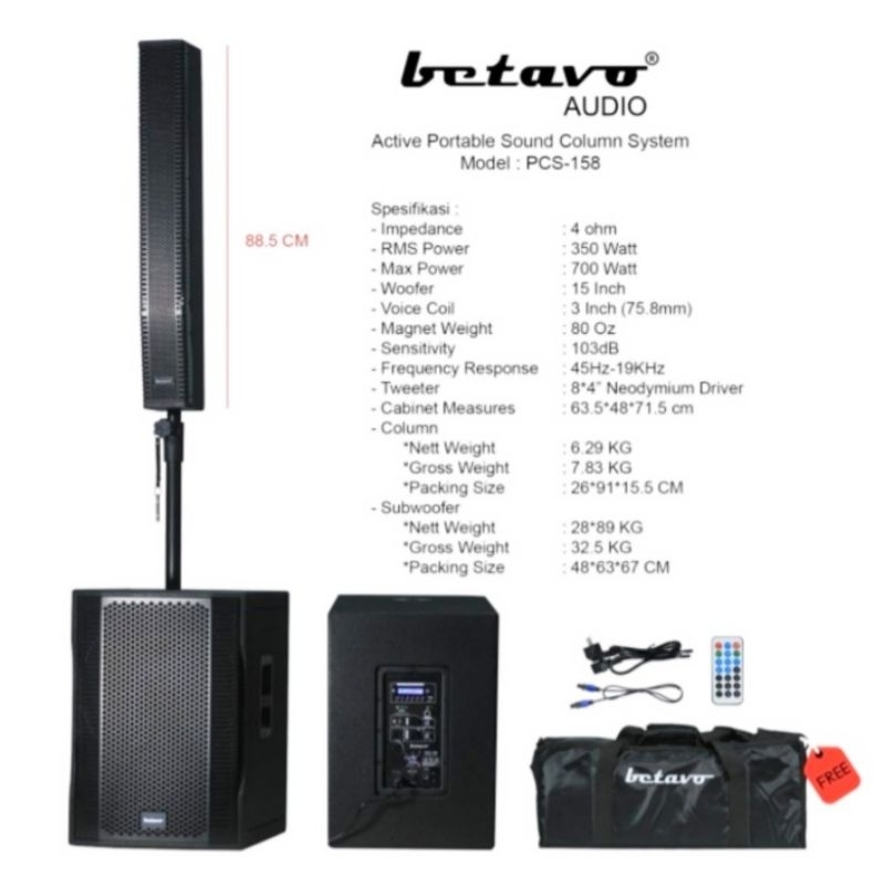 Speaker aktif column 15 inch Betavo pcs 158 pcs158 professional