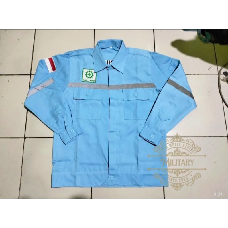 WEARPACK ATASAN PROYEK SAFETY KAMEJA ATASAN BAJU BENGKEL BORDIR BEBAS