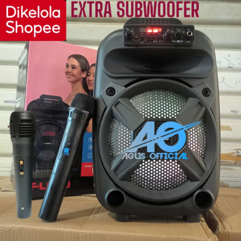 peomo cod speaker bluetooth fortable bonus microphone FLECO F8894 DOUBLE POWER X BASS 897Q 897H 15 I