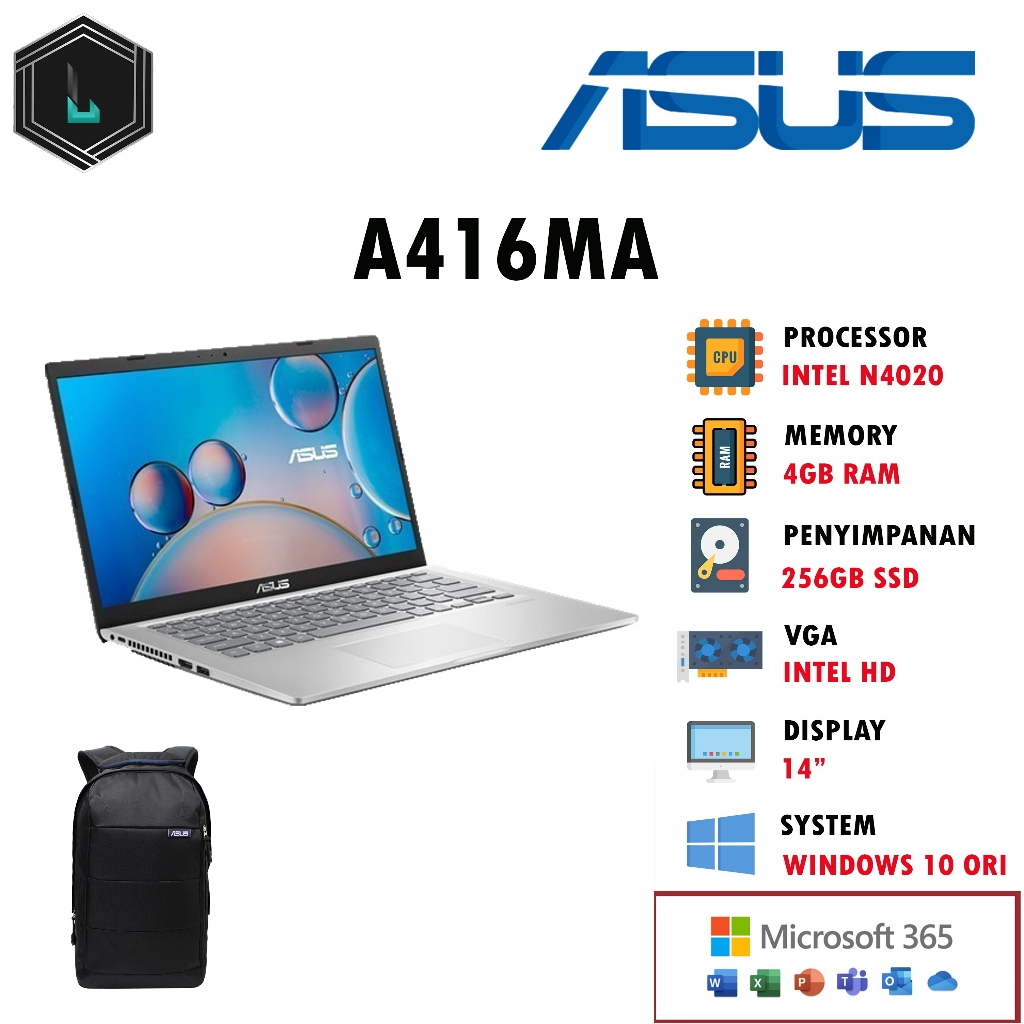 Laptop ASUS A416MA Celeron N4020 4GB 256GB SSD 14″ HD