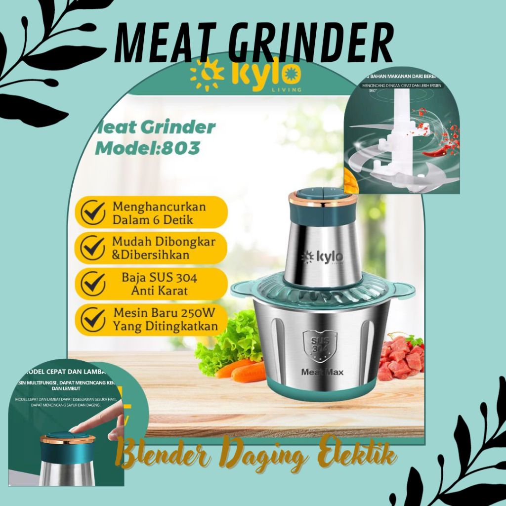 Meat Grinder KYLO 2L Hijau / Blender Daging Elektrik 2L