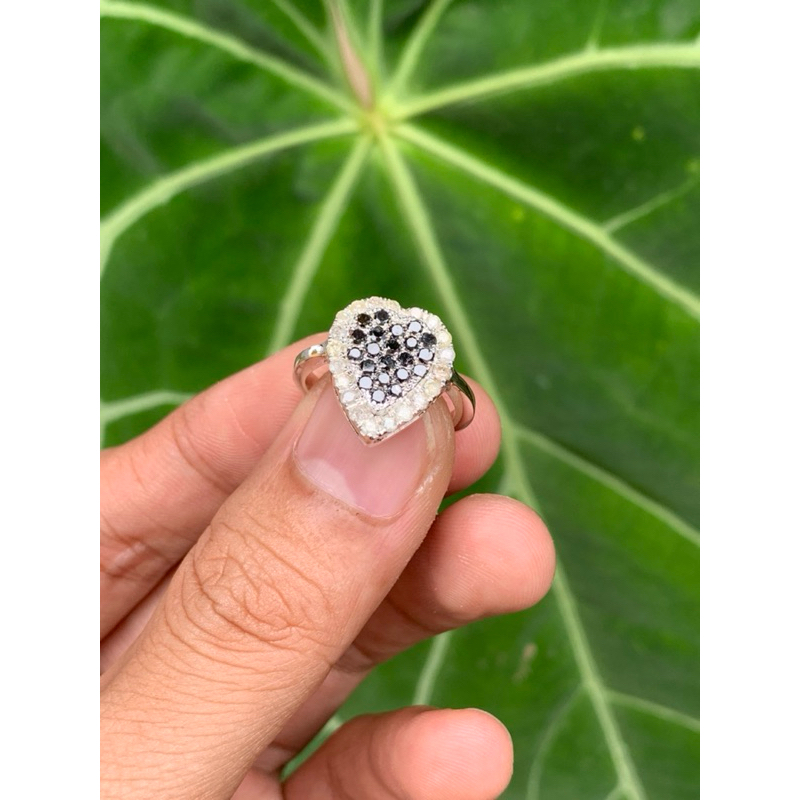 Cincin Berlian Hitam Asli Samping Berlian Eropa