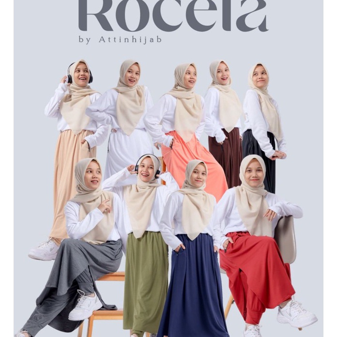 Stok Baru Rocela Saku Resleting Zipper Rok Celana Olahraga Wanita Muslimah Dalaman Gamis Bahan Cotto