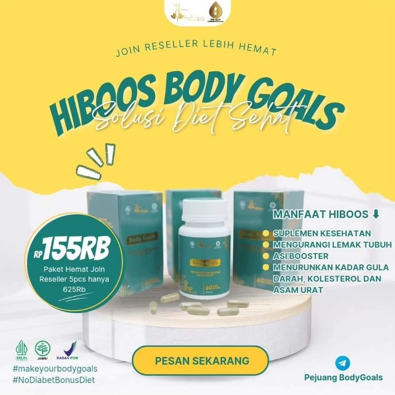 PROMO [BPOM] HIBOS Body Goals herbal pelangsing  60 KAPSUL#OBAT DIET#PENURUN BERAT BADAN#PELANGSING#