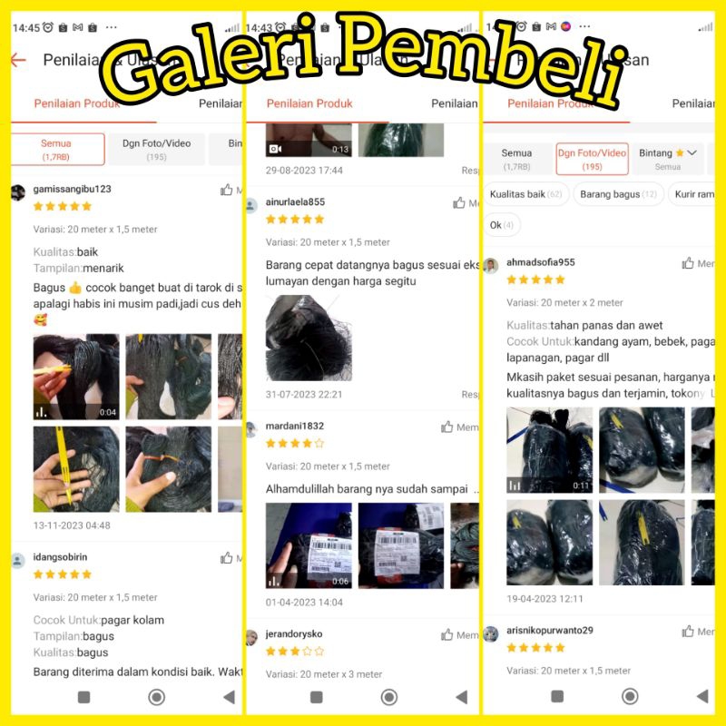 RB JARING PAGAR AYAM (BONUS TALI) JARING PAGAR KEBUN / JARING PAGAR PETANI / JARING PE / JARING