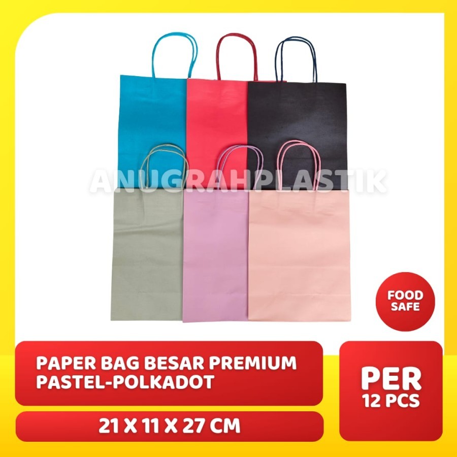 

Paper bag besar premium pastel - polkadot / Tas kertas kado / souvenir