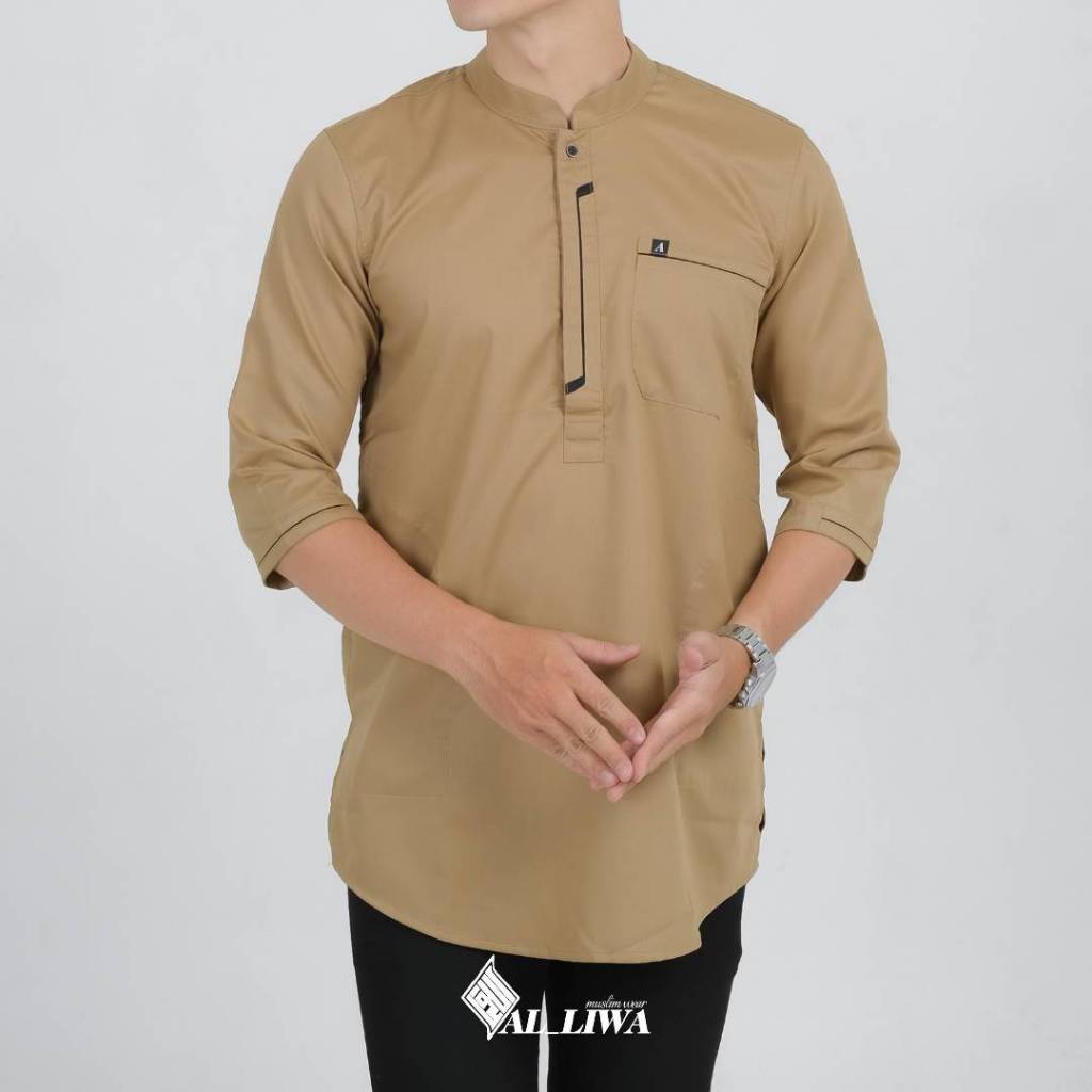 BAJU KOKO KURTA BAHAN TOYOBO WARNA MOCCA UKURAN M L XL