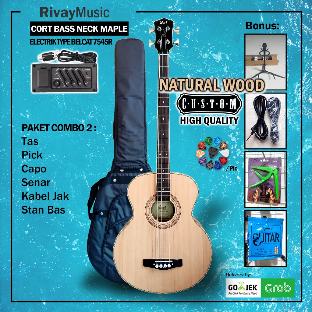 Bass Akustik Elektrik CORT neck Maple High Quality