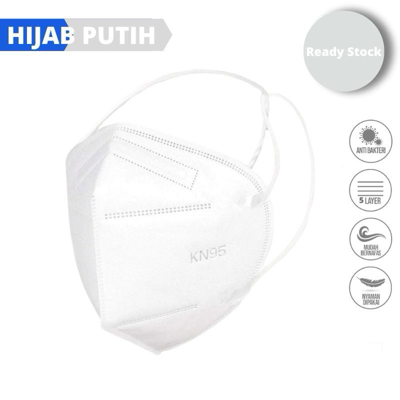 Masker KN95 PUTIH HEADLOOP Masker KN95 HIJAB (10pcs)