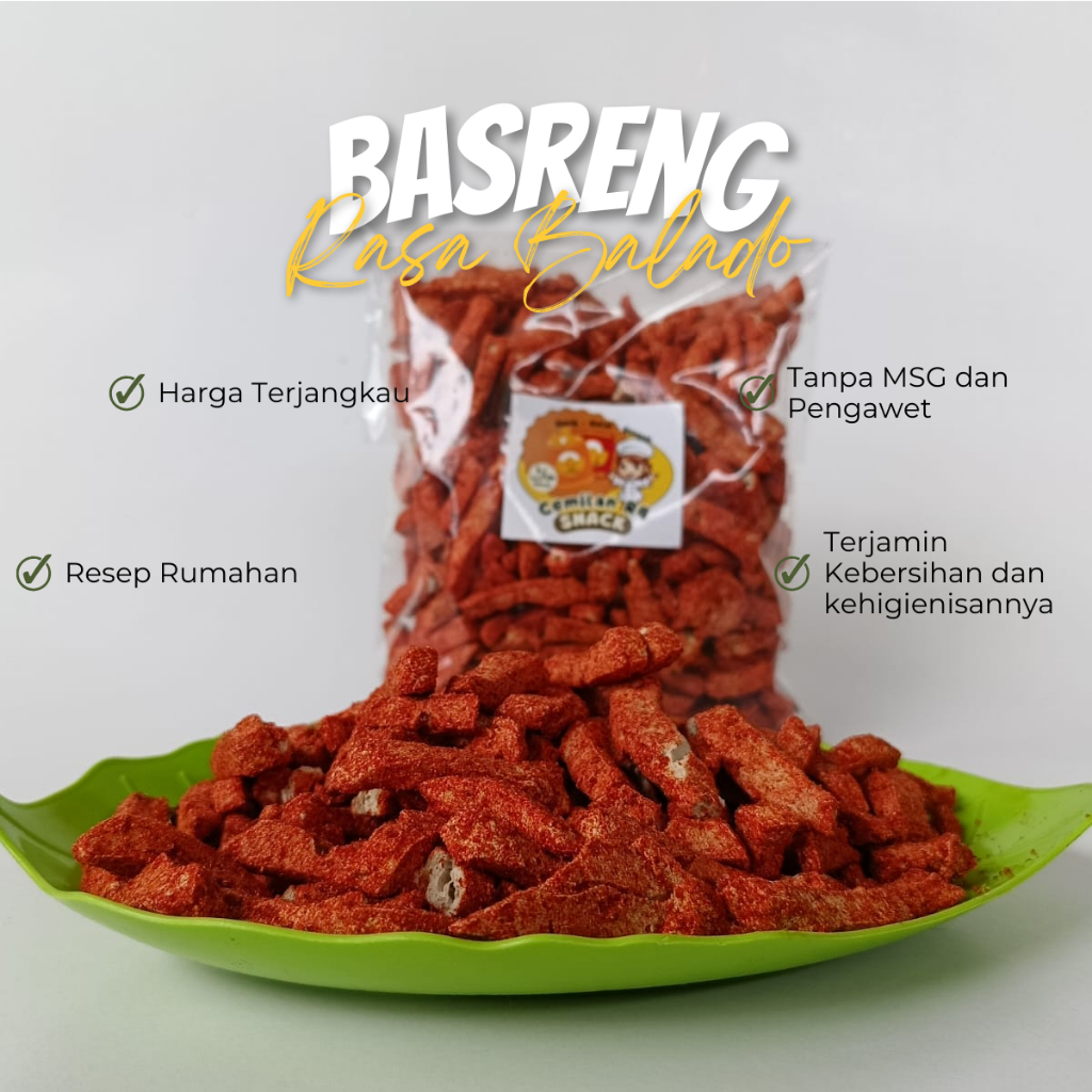 

Basreng Rasa Balado Daun jeruk 100 gr & 250 gr | 2001 - Cemilan R4