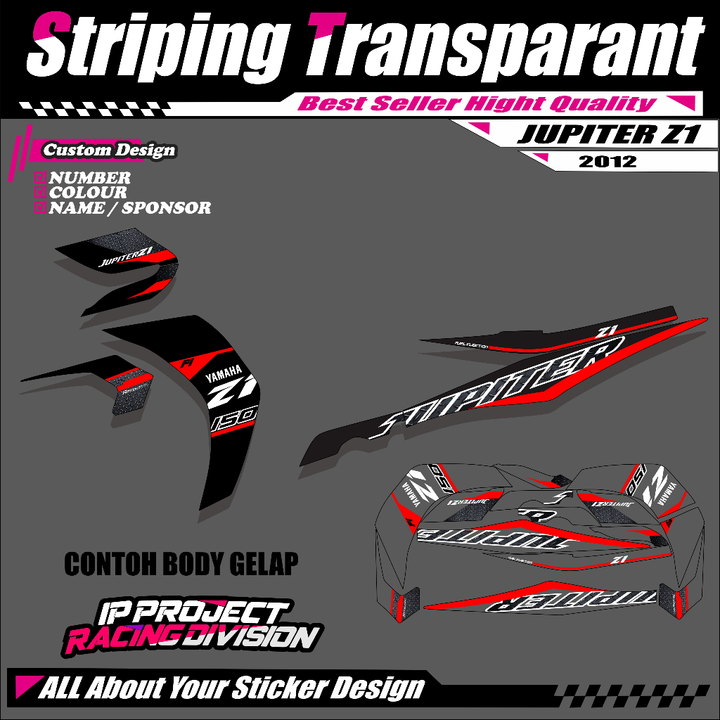 STIKER MOTOR STRIPING TRANSPARAN YAMAHA JUPITER Z1 KODE 1 STICKER MOTOR SETRIPING LIST VARIASI YAMAH