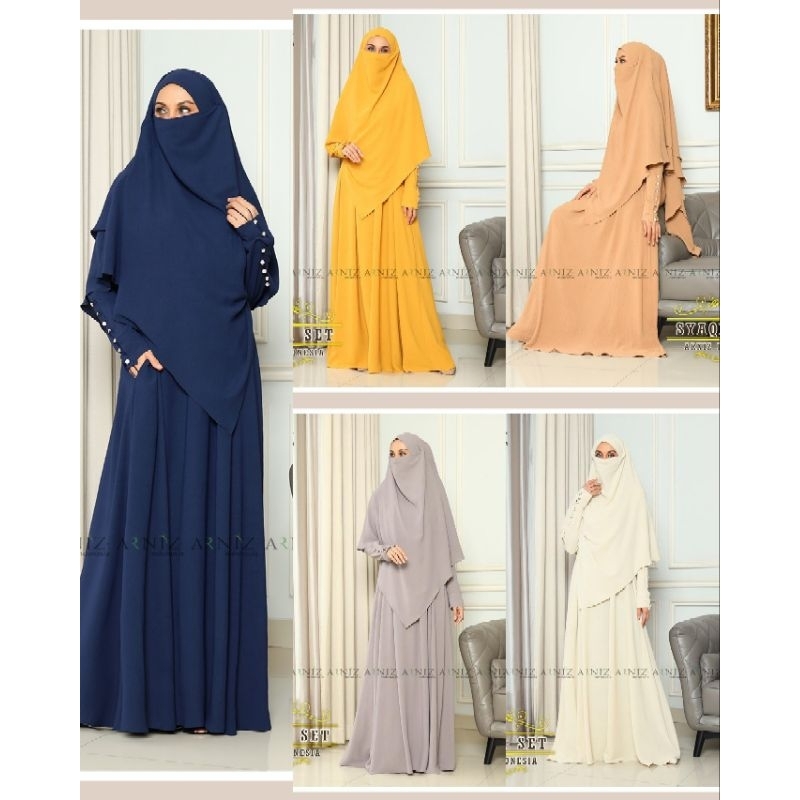 Syaqiya set (Dress+Khimar) by Arniz Collection