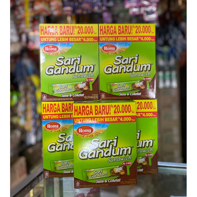 

PROMO Roma Sari Gandum Sandwich Susu & Coklat 1 Box isi 12 pcs @ 39g